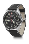 VICTORINOX FieldForce Chronograph Black Leather Strap