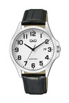 Q&Q Watch Black Leather Strap