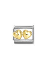 NOMINATION Link Double Rounded Hearts made of Stainless Steel with 18ct Gold