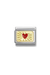 NOMINATION Link Red Heart made of Stainless Steel with 18ct Gold and Enamel