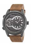 3GUYS Dual Time Brown Leather Strap