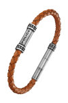 POLICE Barrell Stainless Steel and Leather Bracelet