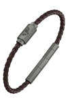 POLICE Bolt Stainless Steel and Leather Bracelet