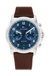 TOMMY HILFIGER Wesley Dual Time Brown Leather Strap