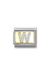 Link NOMINATION Letters & Initials 'W' made of Stainless Steel and 18ct Gold with Glitter