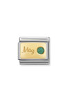 NOMINATION Link 'May' made of Stainless Steel and 18ct Gold with Emerald