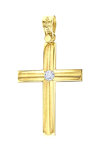 14ct Gold Women's Christening Cross with Zircons by TRIANTOS