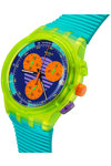 SWATCH Neon Wave Chronograph Turquoise Silicone Strap