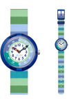 FLIK FLAK Organized Chaos Stripy Green Multicolor Plastic Strap