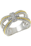 BREEZE Rhodium and Gold Plated Sterling Silver Ring with Zircons (No 52)