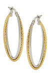 BREEZE Rhodium and Gold Plated Sterling Silver Hoop Earrings