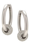 BREEZE Rhodium Plated Sterling Silver Hoop Earrings with Zircons