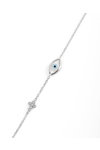 9ct White Gold Bracelet with Evil Eye made of Mother of Pearl by SAVVIDIS