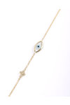9ct Gold Bracelet with Evil Eye made of Mother of Pearl by SAVVIDIS