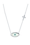 9ct White Gold Necklace with Evil Eye made of Mother of Pearl by SAVVIDIS