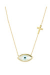 9ct Gold Necklace with Evil Eye made of Mother of Pearl by SAVVIDIS