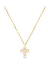 9ct Gold Necklace with Cross and Zircons by SAVVIDIS