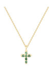 9ct Gold Necklace with Double Face Cross and Zircons by SAVVIDIS