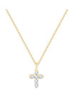 9ct Gold Necklace with Double Face Cross and Zircons by SAVVIDIS