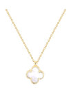 9ct Gold Necklace with Four-leaf Clover and Mother of Pearl by SAVVIDIS