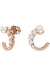 SWAROVSKI White Matrix hoop earrings Crystal Pearl round cut