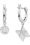 SWAROVSKI White Dextera drop earrings Asymmetrical design Star and Sphere (round cut)