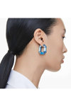 SWAROVSKI Blue Lucent hoop earrings octagon shape (Small)