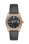 DANIEL KLEIN Crystals Black Leather Strap