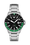 EMPORIO ARMANI Diver Dual Time Silver Stainless Steel Bracelet