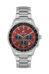 BEVERLY HILLS POLO CLUB Dual Time Silver Stainless Steel Bracelet