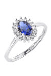 Halo Engagement Ring by Facadoro in 14K White Gold with Zircon (No 51)