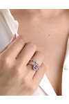 Δαχτυλίδι Ροζέτα FaCaD’oro από λευκόχρυσο 14Κ με ζιργκόν (No 52)