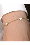 9ct Gold Bracelet with Four-leaf Clover made of Mother of Pearl by SAVVIDIS