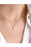 14ct Gold Necklace with Four-leaf Clover and Mother of Pearl by SAVVIDIS