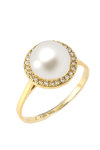 14ct Gold Ring with Zircons and Pearl By SAVVIDIS (No 54)