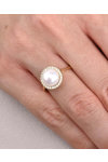 14ct Gold Ring with Zircons and Pearl By SAVVIDIS (No 54)