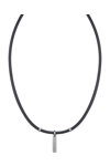 CATERPILLAR Obsidian Men's Stainless Steel and PU Leather Necklace