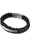 CATERPILLAR Beads Men's Stainless Steel and PU Leather Bracelet with Beads