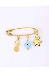 9ct Gold Pin with Evil Eye, Boy and Pacifier by Ino&Ibo