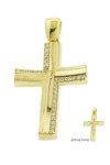 Βαπτιστικός σταυρός διπλής όψης SAVVIDIS από χρυσό 14Κ με ζιργκόν