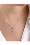 Cross with chain in 14K Whitegold and Zircons by SAVVIDIS