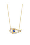 Evil eye Necklace in 14k Gold with Zircons by SAVVIDIS