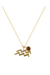 Necklace Zodiac Aquarius in 14ct gold with Ζircon by FaCaDoro