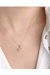 Necklace Zodiac Pisces in 14ct gold with Ζircon by FaCaDoro