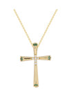 Necklace 14ct Gold with Diamonds and Emeralds FaCaDoro