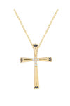 Σταυρός με αλυσίδα 14Κ Χρυσό με Διαμάντια και Ζαφείρια FaCaDoro