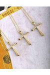 Σταυρός με αλυσίδα 14Κ Χρυσό με Διαμάντια και Ζαφείρια FaCaDoro