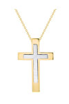 Cross 14ct White Gold and Gold FaCaDoro