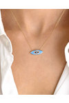 Necklace Eye with Enamel and Zircons 14ct Gold SAVVIDIS