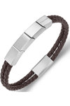 POLICE Parallel Stainless Steel and Leather Bracelet